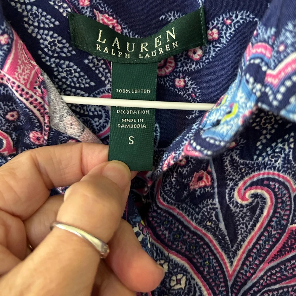 Lauren Ralph Lauren Blue Paisley Pajama Shirt